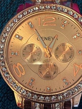 Geneva Rose Gold Crystal Women's Watch